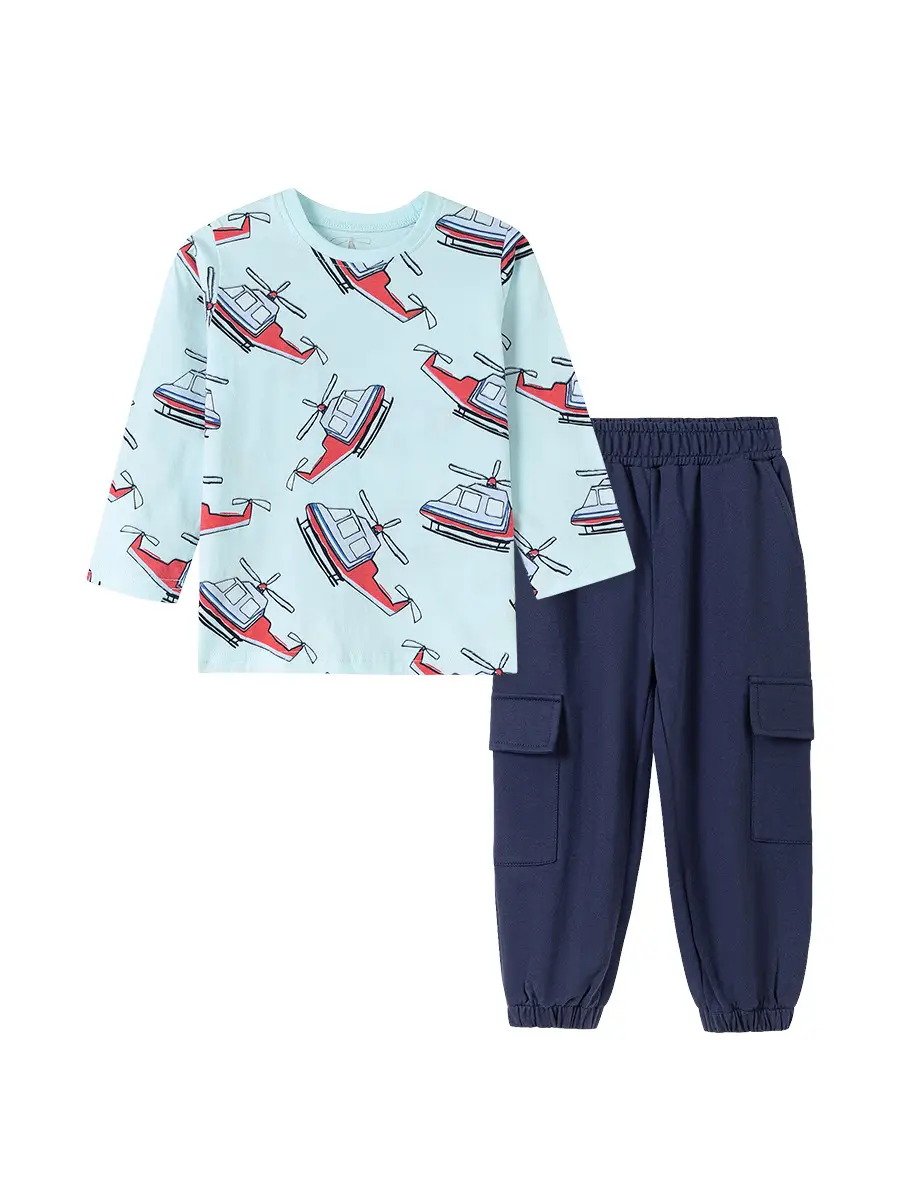 Little Maven Cotton Long Sleeve T-Shirt Light Blue - Image 7