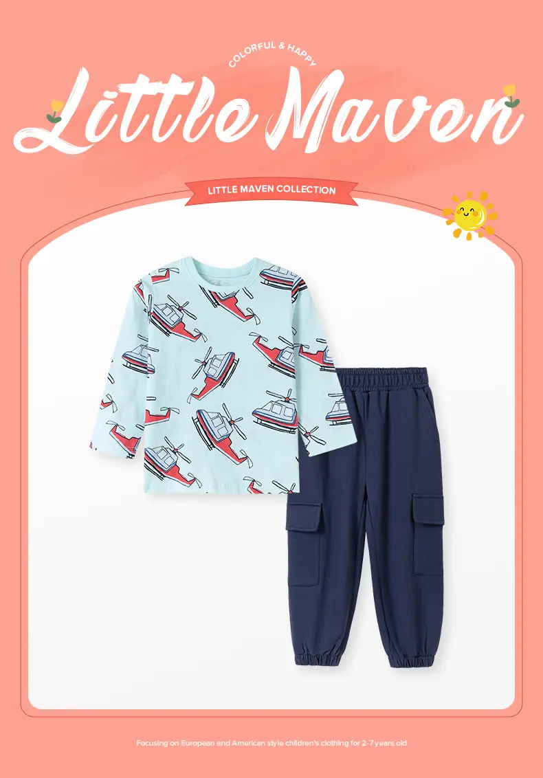 Little Maven Cotton Long Sleeve T-Shirt Light Blue — feature 3