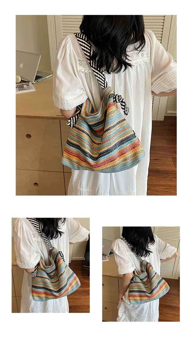 Multi Color Straw Shoulder Bag Large Capacity — feature 11