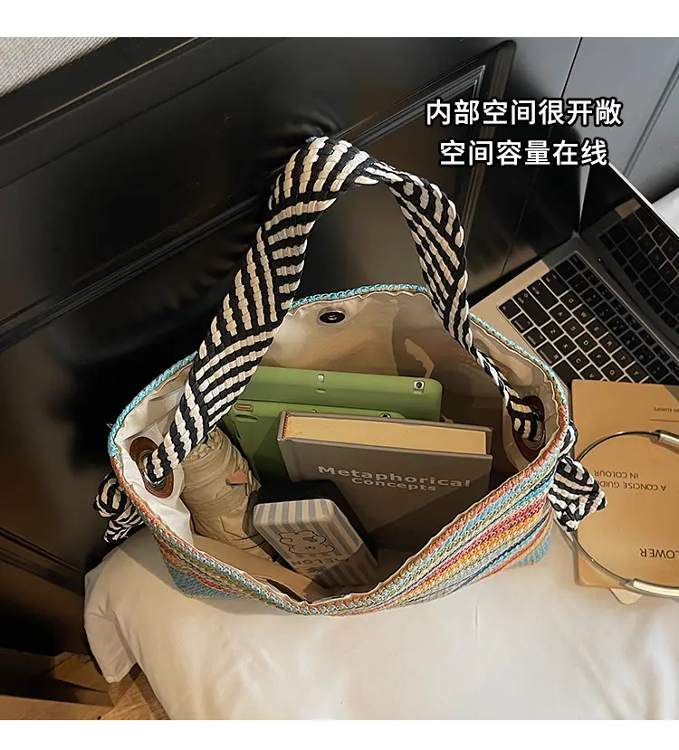 Multi Color Straw Shoulder Bag Large Capacity — feature 7