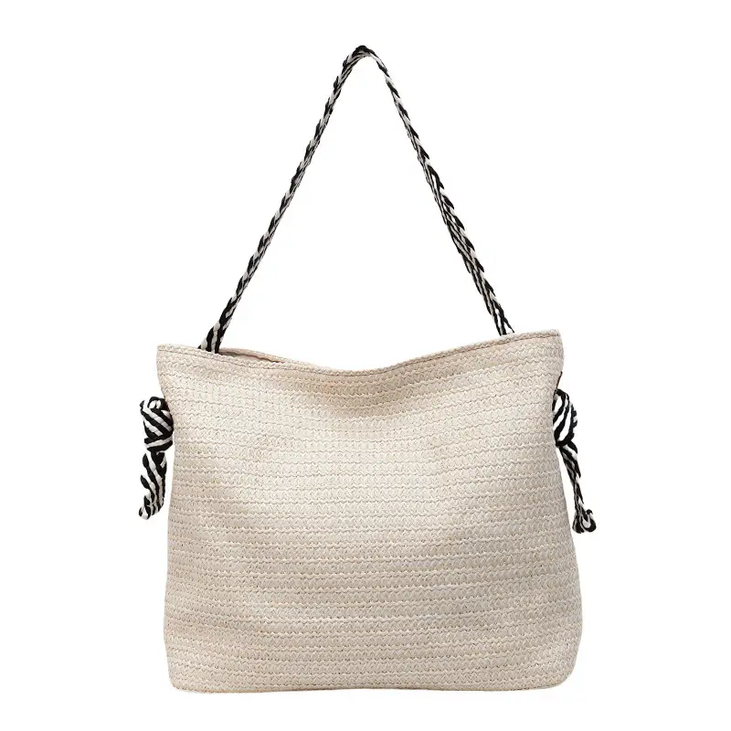 Multi Color Straw Shoulder Bag Large Capacity - Image 3