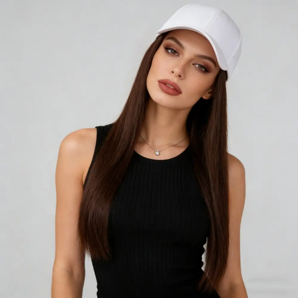 Long Straight Hair Wig with Peaked Cap for Daily Wear — feature 17