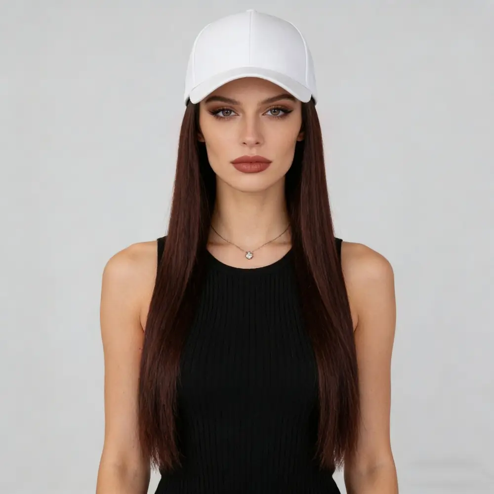 Long Straight Hair Wig with Peaked Cap for Daily Wear — feature 19
