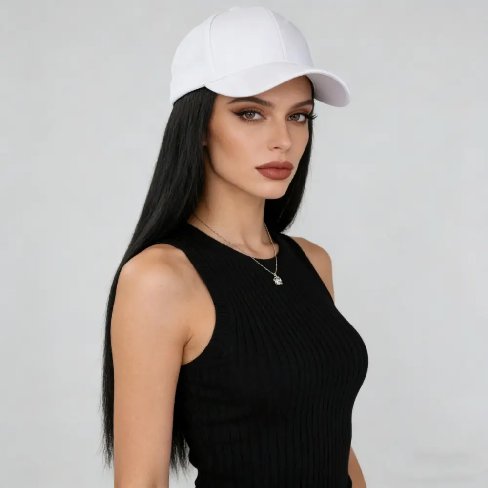Long Straight Hair Wig with Peaked Cap for Daily Wear — feature 22