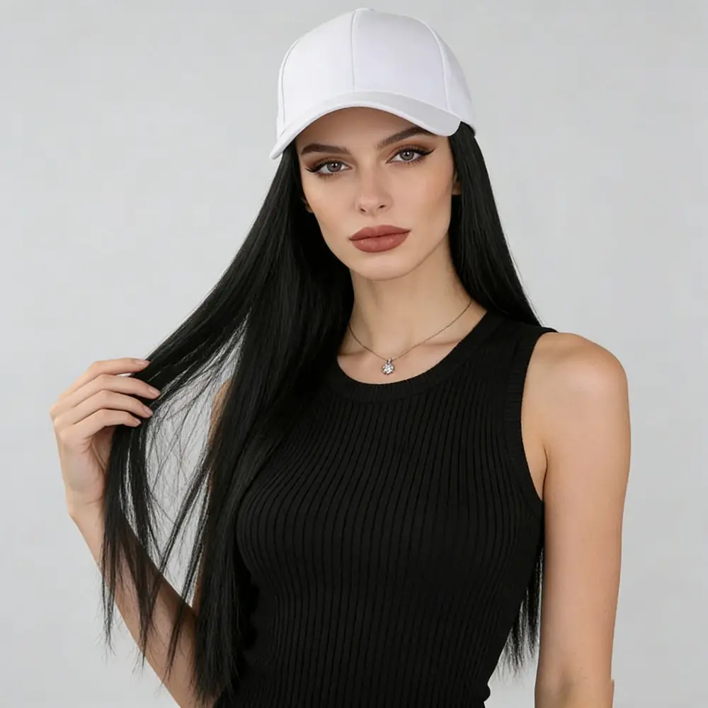 Long Straight Hair Wig with Peaked Cap for Daily Wear — feature 23