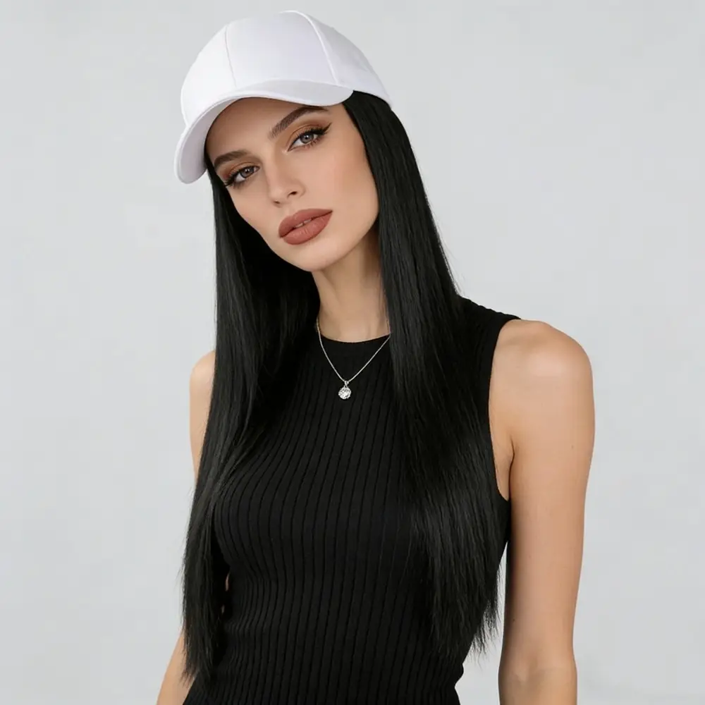 Long Straight Hair Wig with Peaked Cap for Daily Wear — feature 24