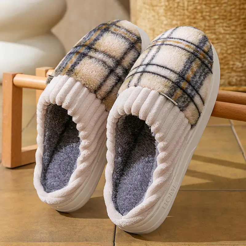 Women's Cotton Slippers for Autumn and Winter, Couple's Thick-Soled, Fleece-Lined, Wear-Resistant Home Slippers for Bedroom, Warm and Comfortable Maternity Slippers for Men - Image 4