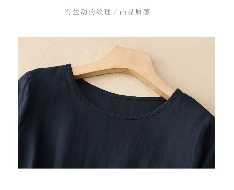 2026 Summer Dress Navy Cotton Belted Flared Long — feature 13