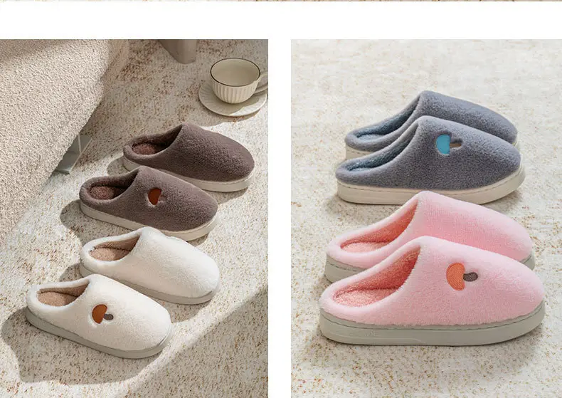 Mushroom Head Embroidered Cotton Slippers for Men, Autumn and Winter Indoor Home Use, Thick-Soled Warm Fleece-Lined Couple Confinement Slippers for Women — feature 18