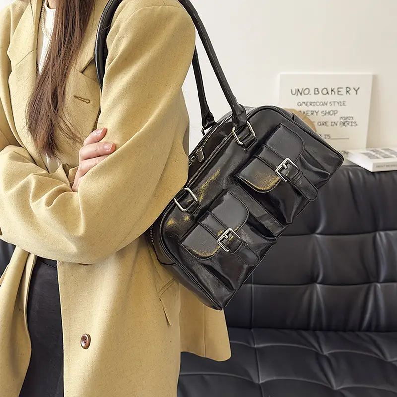 Women Retro Leather Shoulder Bag Brown 2025 - Image 13
