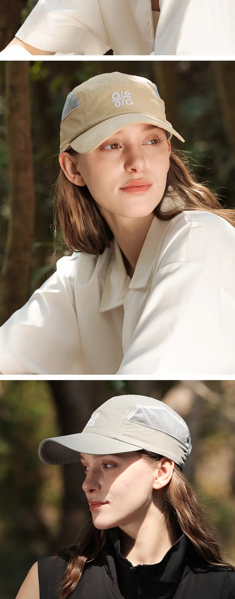 Korean Lightweight Baseball Cap Green Beige Black — feature 13