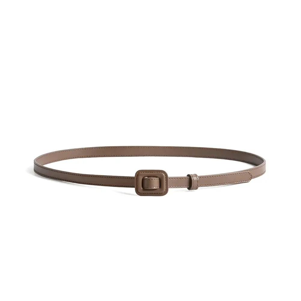 White Slim Belt Korean Style Two-Layer Cowhide Women's Waistband - Image 7