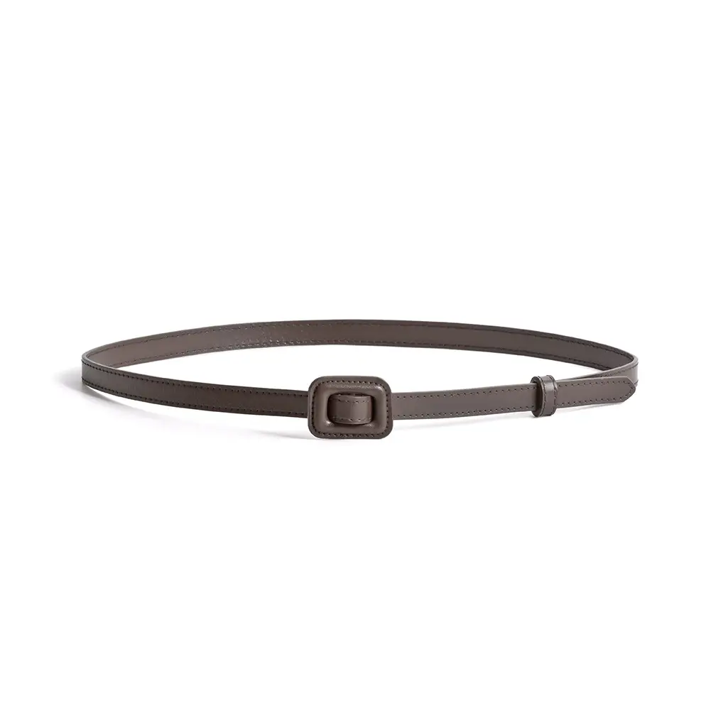 White Slim Belt Korean Style Two-Layer Cowhide Women's Waistband - Image 8