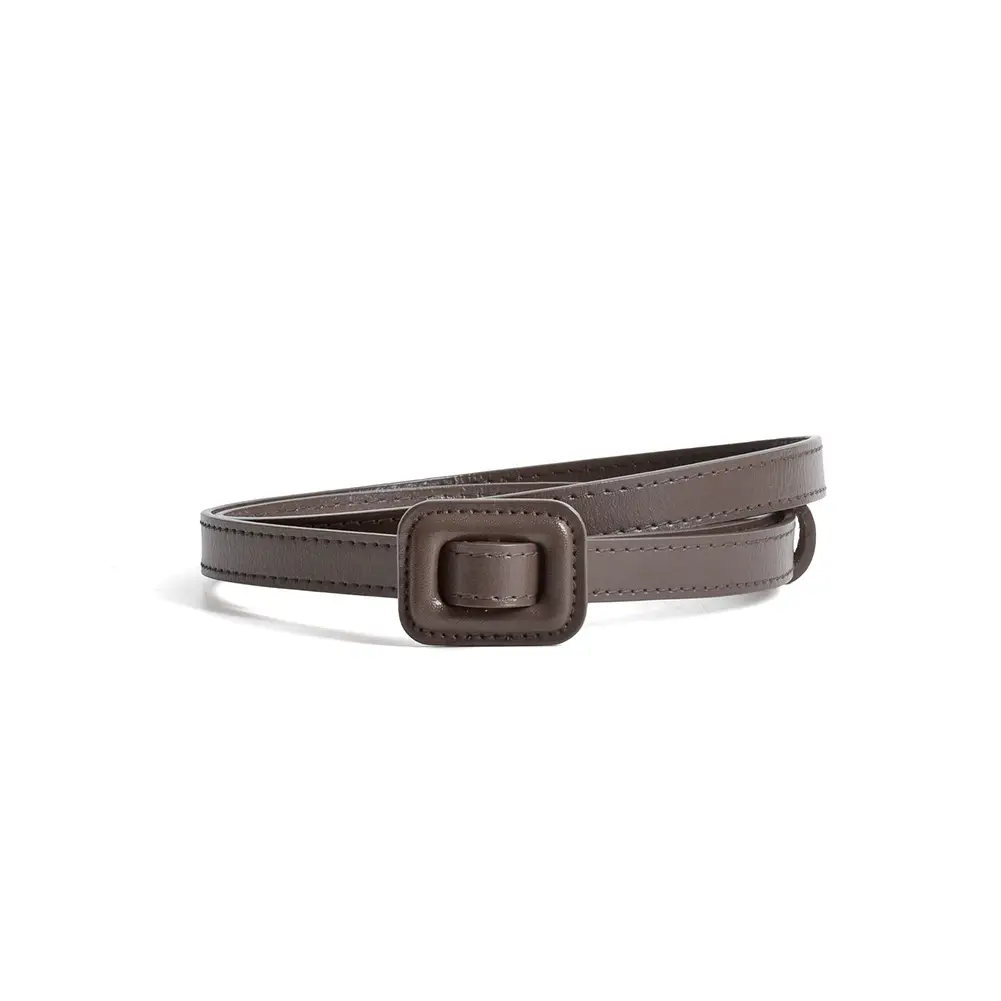White Slim Belt Korean Style Two-Layer Cowhide Women's Waistband - Image 10