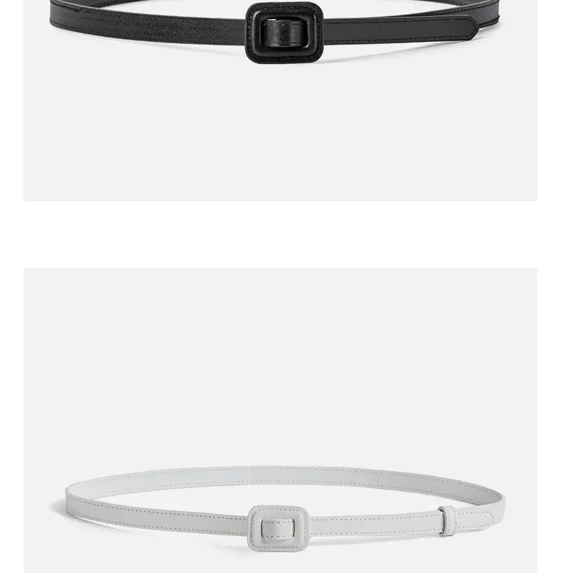 White Slim Belt Korean Style Two-Layer Cowhide Women's Waistband — feature 10