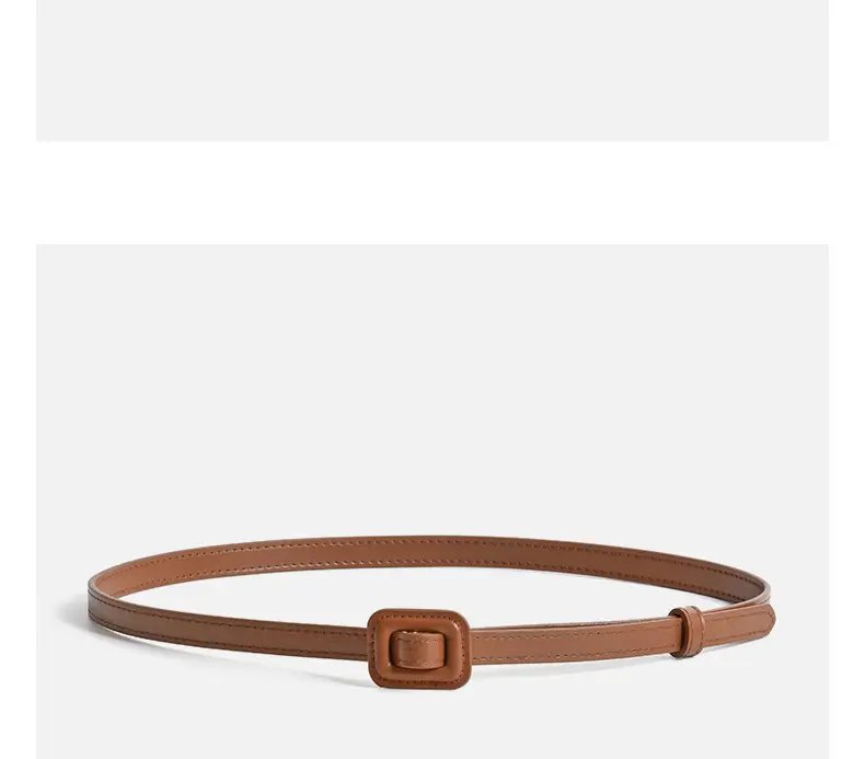 White Slim Belt Korean Style Two-Layer Cowhide Women's Waistband — feature 11