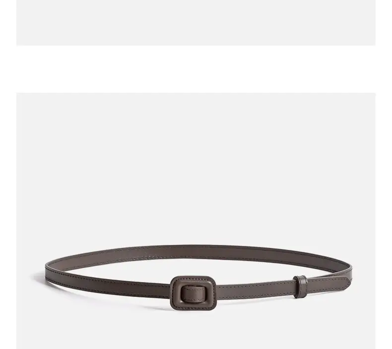 White Slim Belt Korean Style Two-Layer Cowhide Women's Waistband — feature 12