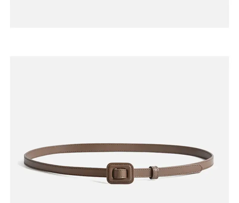White Slim Belt Korean Style Two-Layer Cowhide Women's Waistband — feature 13