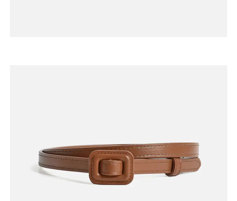 White Slim Belt Korean Style Two-Layer Cowhide Women's Waistband — feature 14