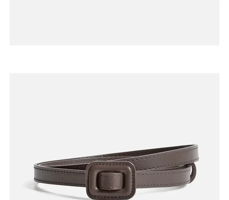 White Slim Belt Korean Style Two-Layer Cowhide Women's Waistband — feature 15
