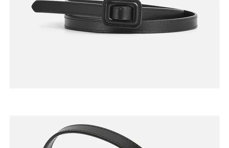 White Slim Belt Korean Style Two-Layer Cowhide Women's Waistband — feature 8