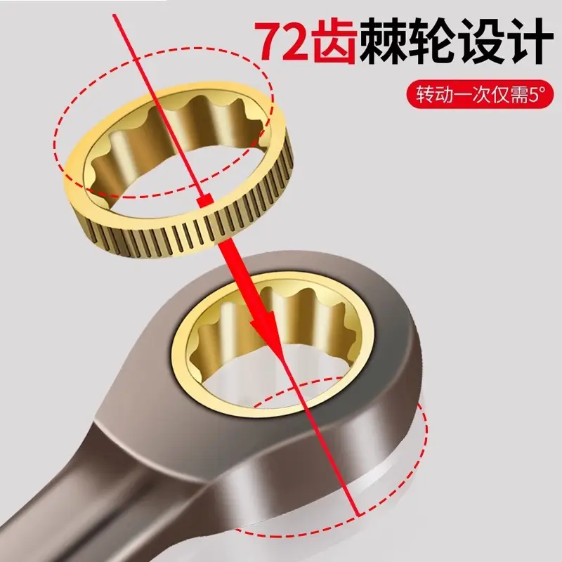 Two-Way Ratchet Wrench Plum Blossom Open Dual-Purpose Wrench Industrial Grade Quick Wrench Set Extended Thickened Gear Wrench