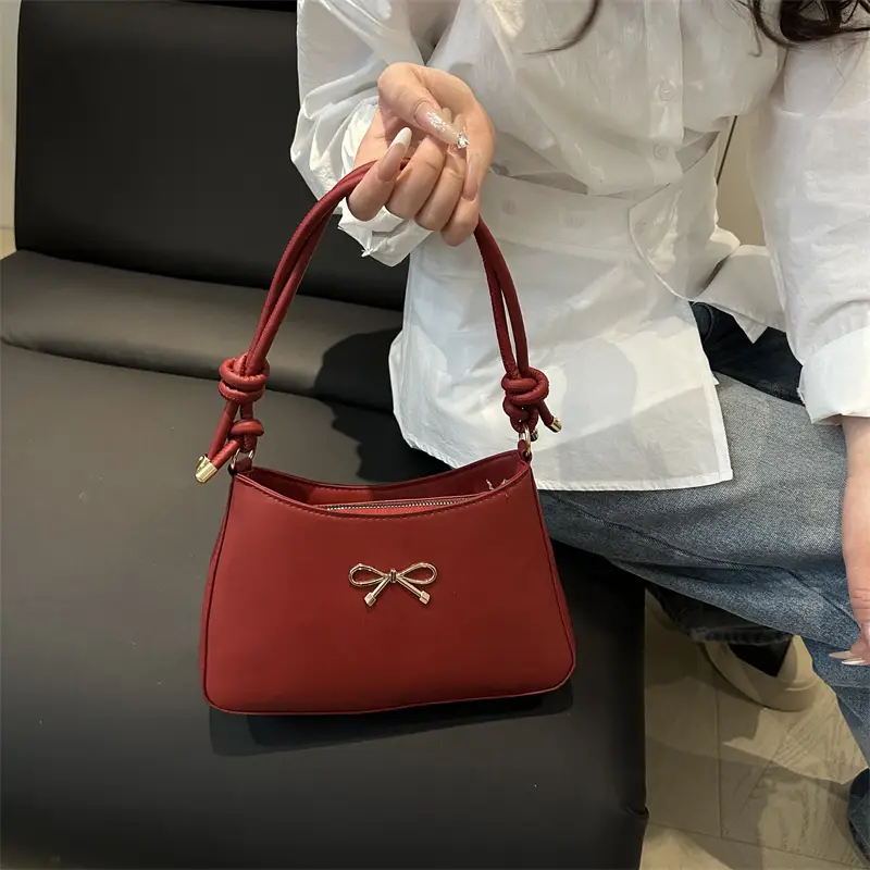 Korean Style Bow Bag Beige 2025 Summer