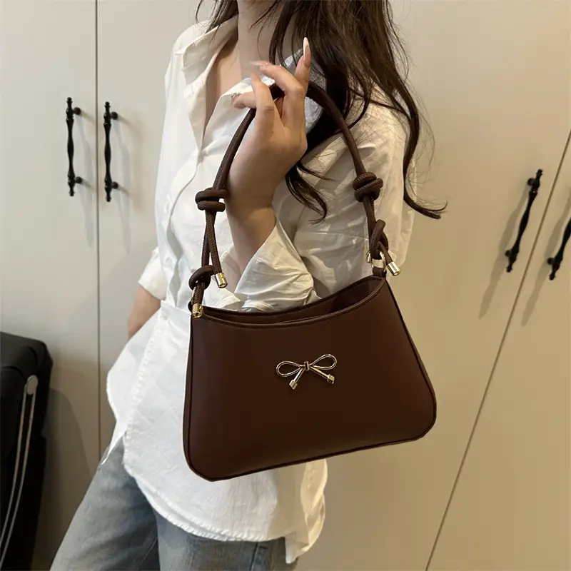 Korean Style Bow Bag Beige 2025 Summer