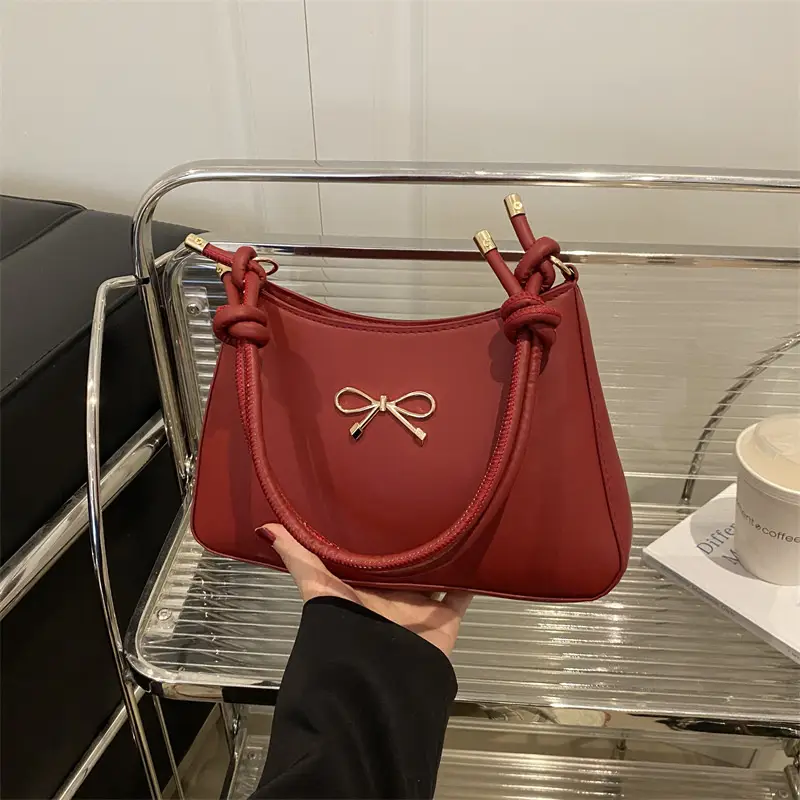 Korean Style Bow Bag Beige 2025 Summer
