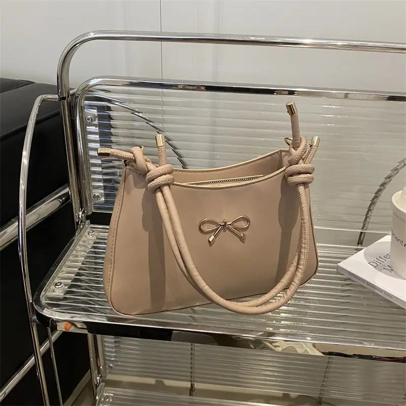 Korean Style Bow Bag Beige 2025 Summer