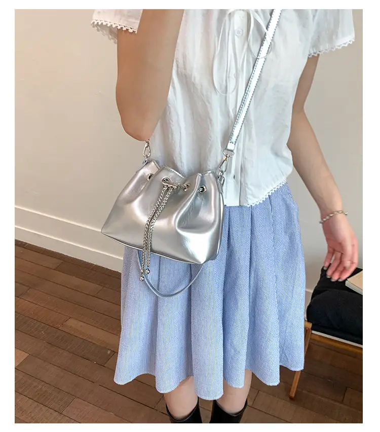 Silver High-End Bucket Bag for Women with Chain Strap — feature 15