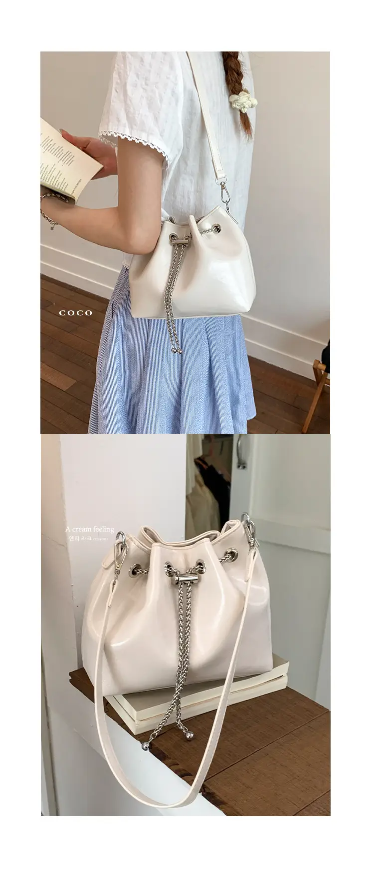 Silver High-End Bucket Bag for Women with Chain Strap — feature 18