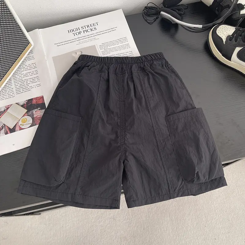 Boys Summer Shorts Set Black 2026 Korean Style
