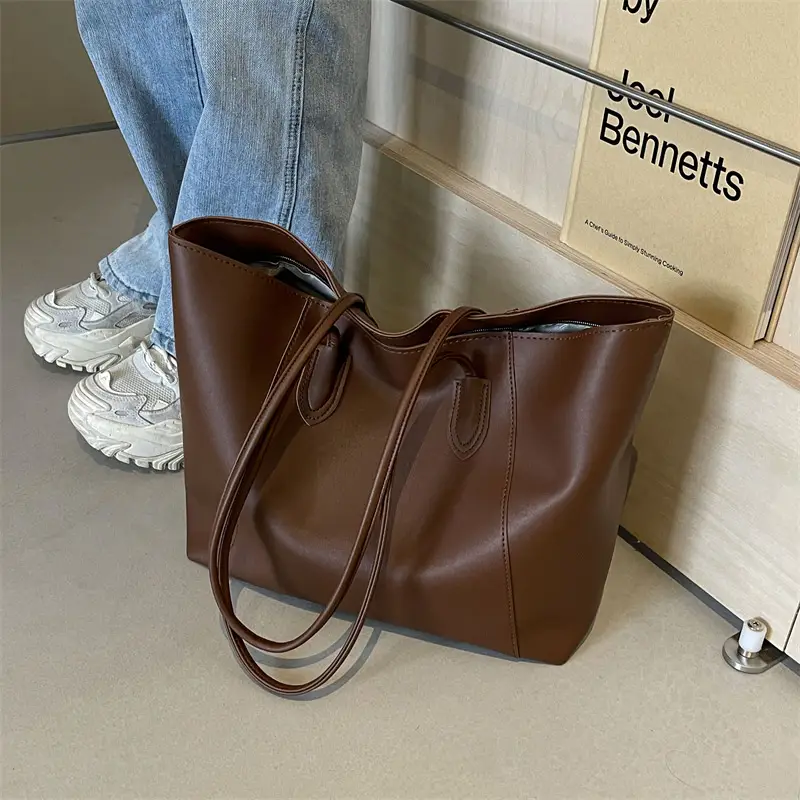 Women Crossbody Tote Bag Tan Leather 2026 - Image 2