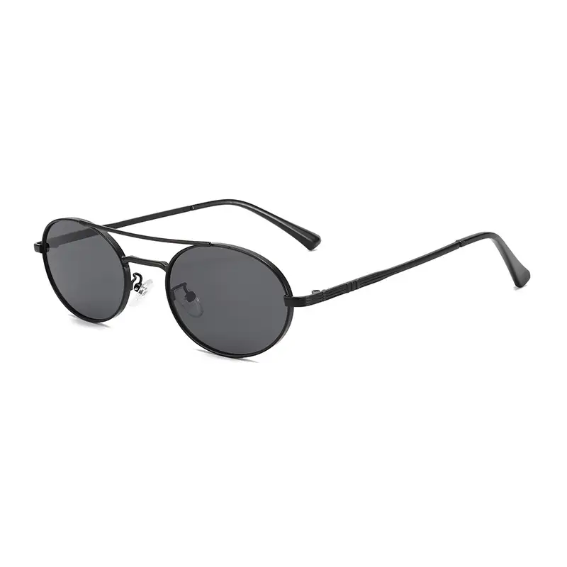 Women Double-Beam Oval Sunglasses Metal Sexy Concave
