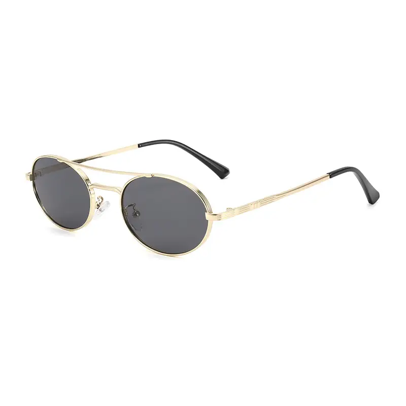 Women Double-Beam Oval Sunglasses Metal Sexy Concave - Image 2
