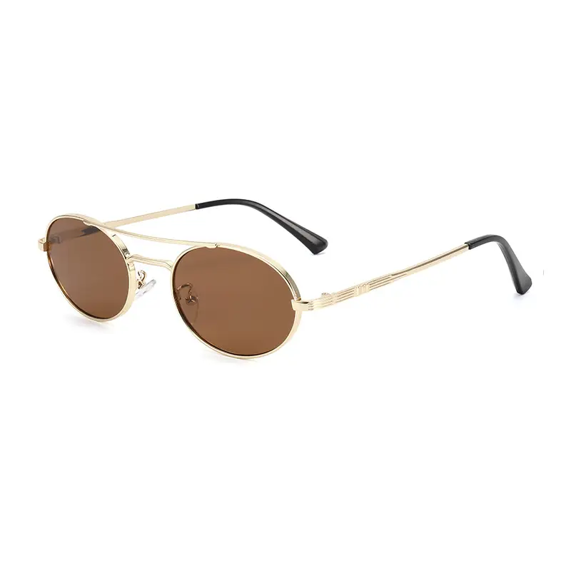 Women Double-Beam Oval Sunglasses Metal Sexy Concave - Image 3