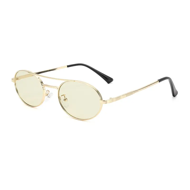 Women Double-Beam Oval Sunglasses Metal Sexy Concave - Image 4