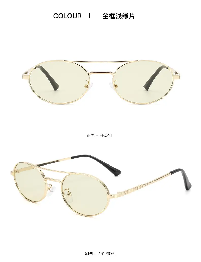 Women Double-Beam Oval Sunglasses Metal Sexy Concave β feature 16