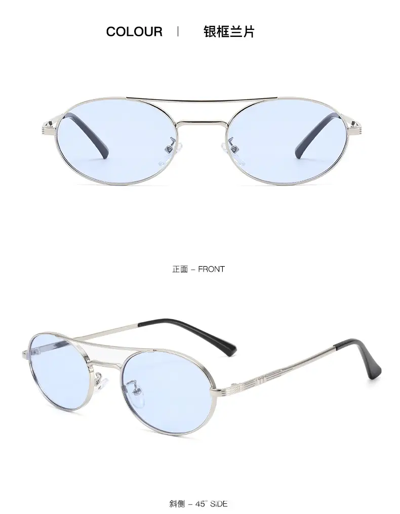 Women Double-Beam Oval Sunglasses Metal Sexy Concave β feature 18