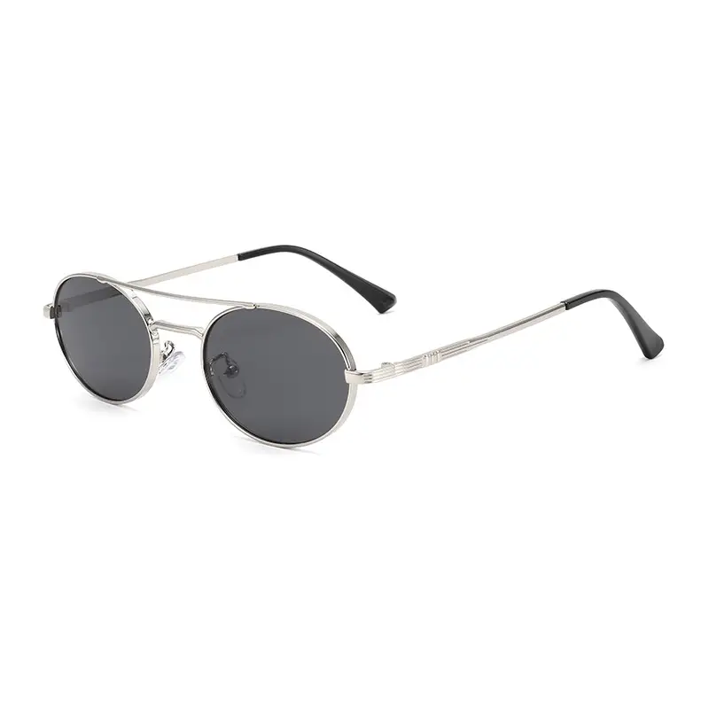 Women Double-Beam Oval Sunglasses Metal Sexy Concave - Image 5