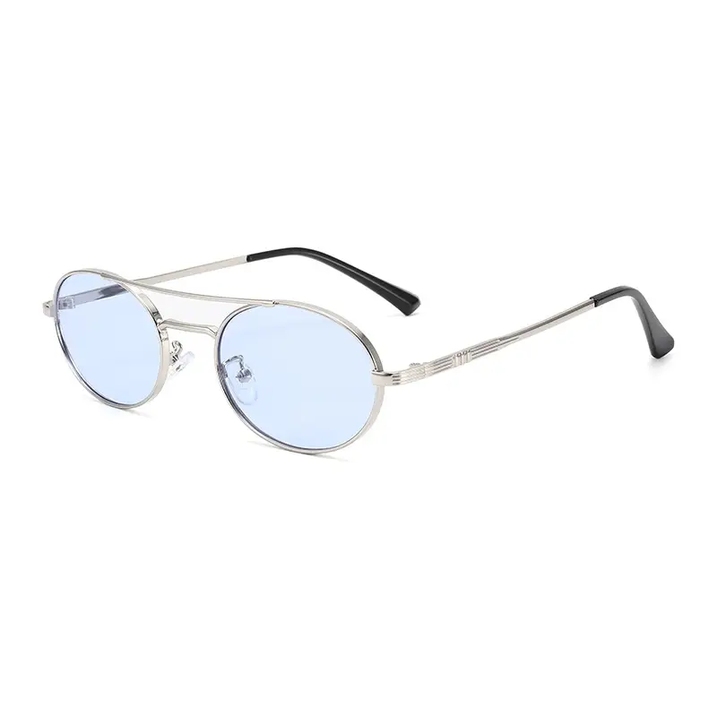 Women Double-Beam Oval Sunglasses Metal Sexy Concave - Image 6