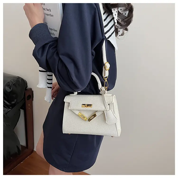 Women's Beige Crossbody Shoulder Bag with Gold Clasp — feature 19