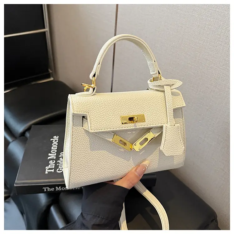 Women's Beige Crossbody Shoulder Bag with Gold Clasp — feature 31