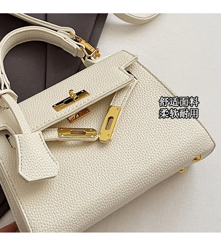 Women's Beige Crossbody Shoulder Bag with Gold Clasp — feature 4