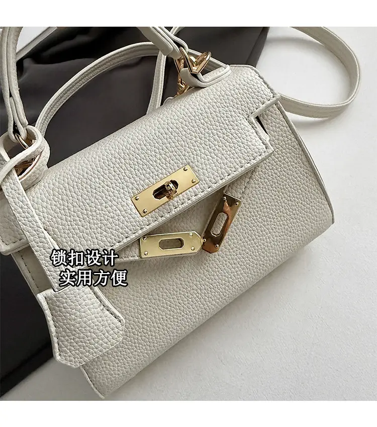 Women's Beige Crossbody Shoulder Bag with Gold Clasp — feature 6
