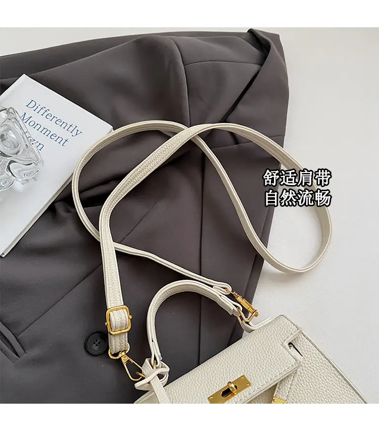 Women's Beige Crossbody Shoulder Bag with Gold Clasp — feature 7