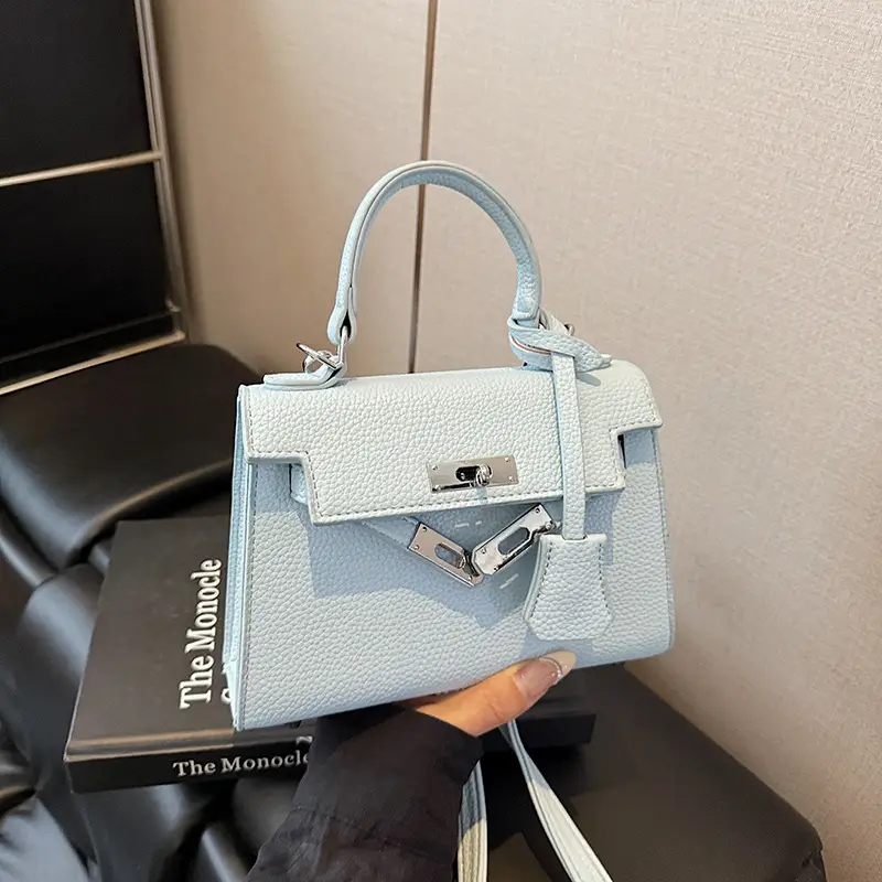 Women's Beige Crossbody Shoulder Bag with Gold Clasp - Image 2