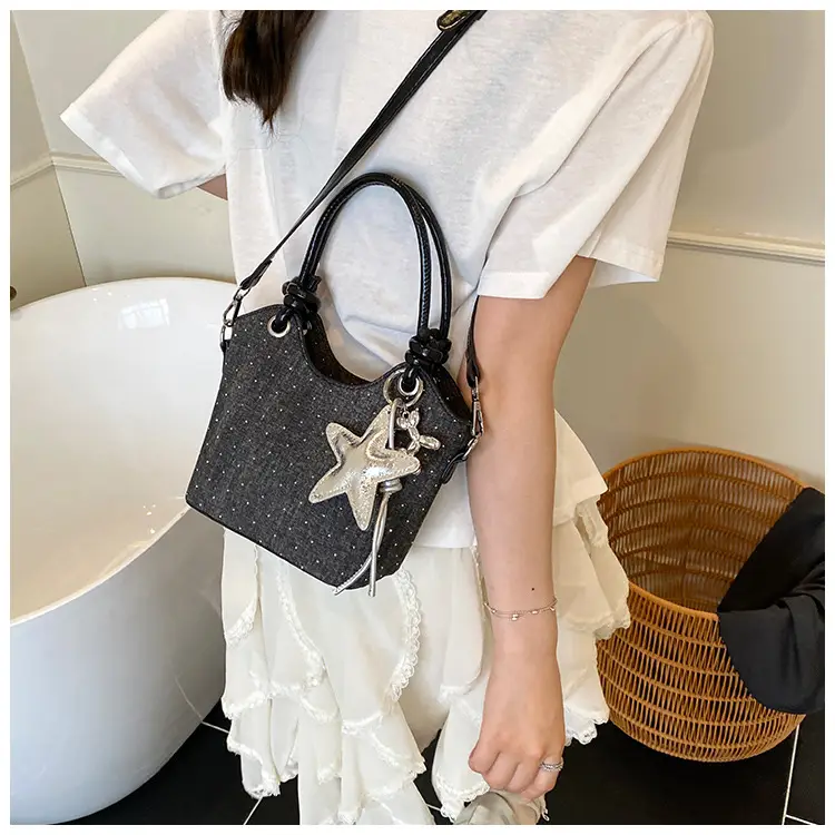 Blue Denim Bucket Bag with Star Charm — feature 16