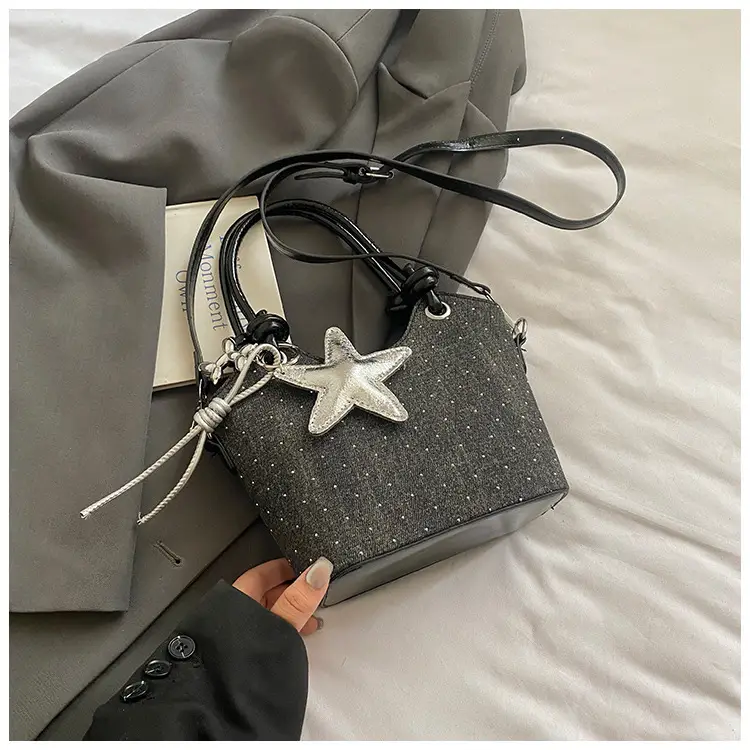 Blue Denim Bucket Bag with Star Charm — feature 22